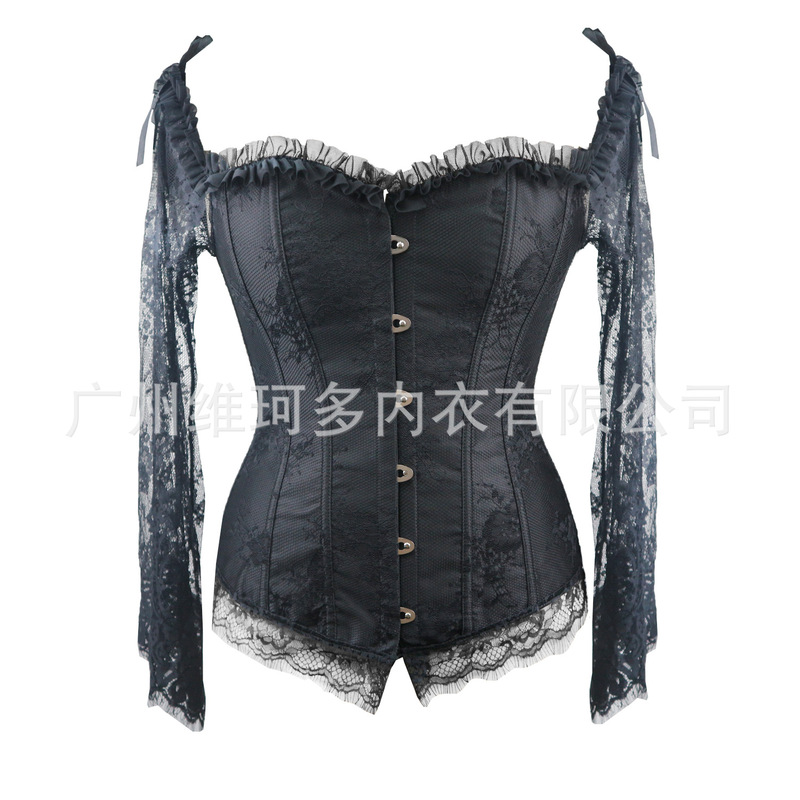 European and American popular 2019 new wedding dress body shaping top lace transparent long sleeve tube top corset