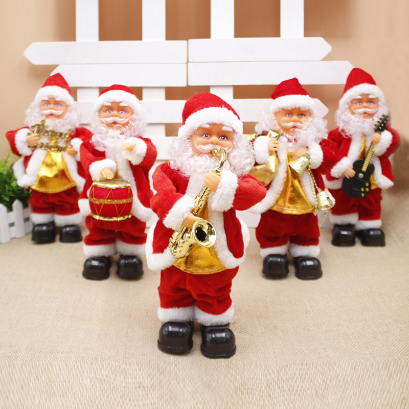 Home & Garden Christmas decorations electric Santa Claus 30CM high five mixed electric dolls children's gifts_voghion.com