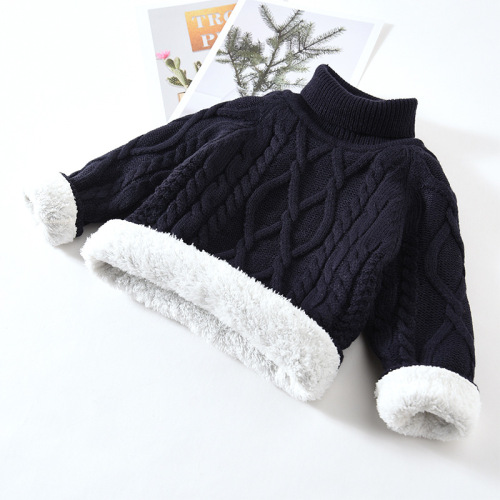 Boys 'sweaters for girls, large, medium and small children, plus velvet thick knitted baby sweaters, warm autumn and winter bottoming shirts