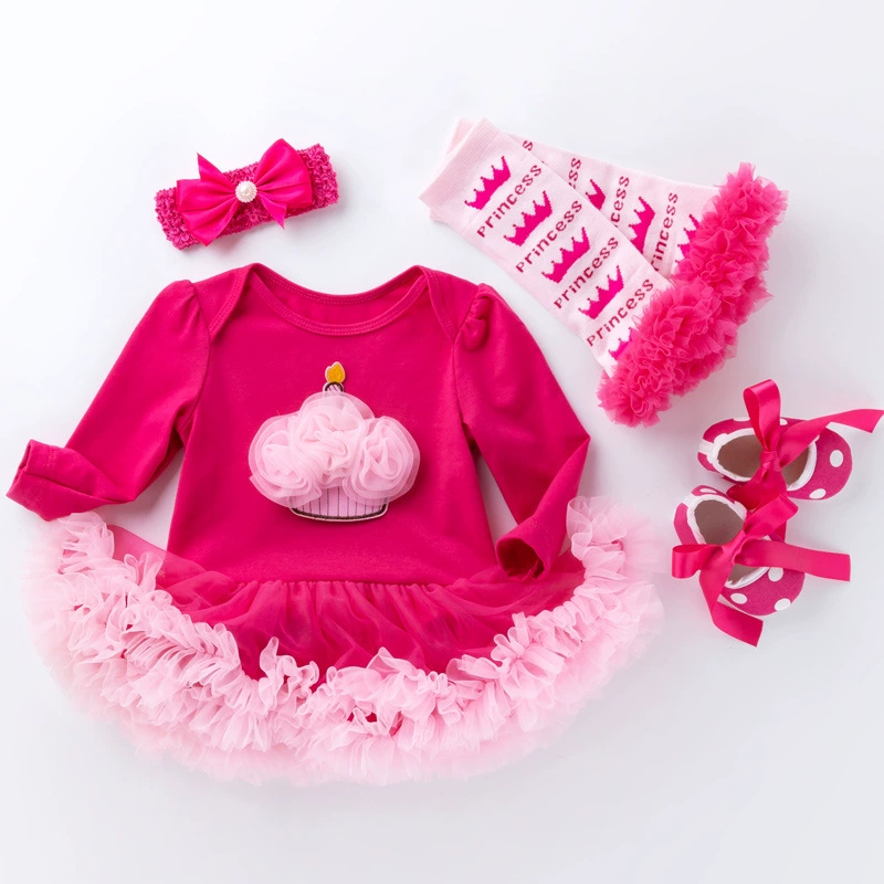 Children's long-sleeve, girl's skirt, dress, gaiters, set, for import, tulle