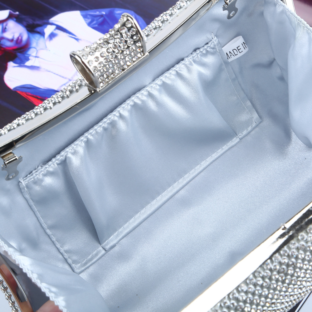 Bolso de noche transfronterizo directo de fábrica Embrague de noche clásico incrustado en diamantes Bolso de diamantes de imitación hecho a mano europeo y americano bolso de vestir Socialite