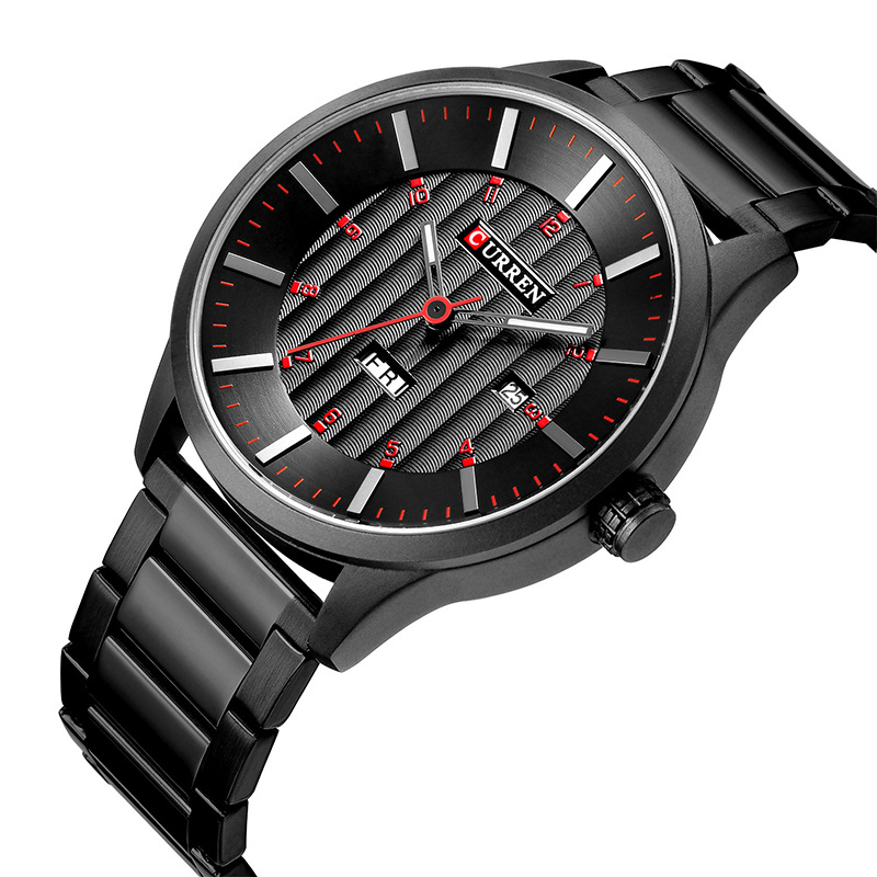 Curren Carian 8316 reloj de hombre correa de acero moda negro reloj de hombre de negocios moda simple de alta gama