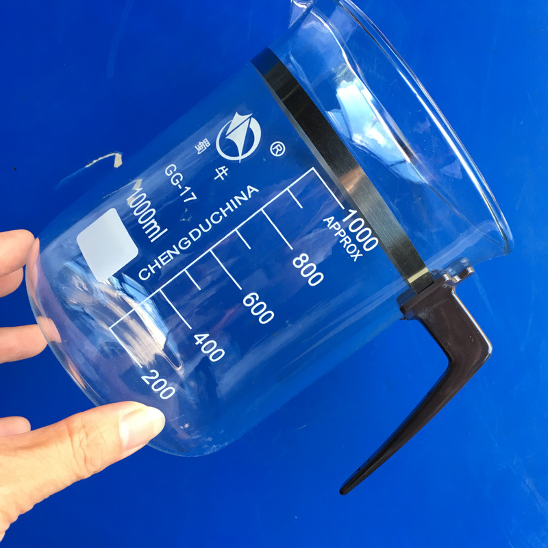 带柄烧杯500  800 1000ml 蜀玻具塑料柄玻璃烧杯  蜀牛牌