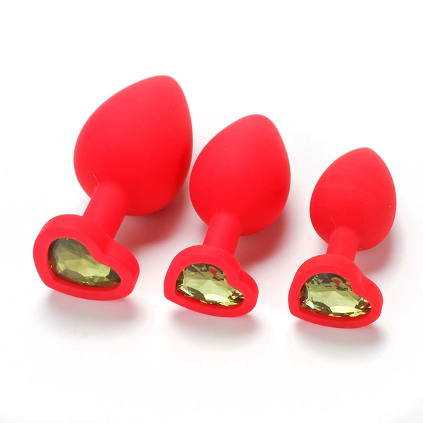 Red heart -shaped silicone large medium and small+grass green (packaging bag packaging)