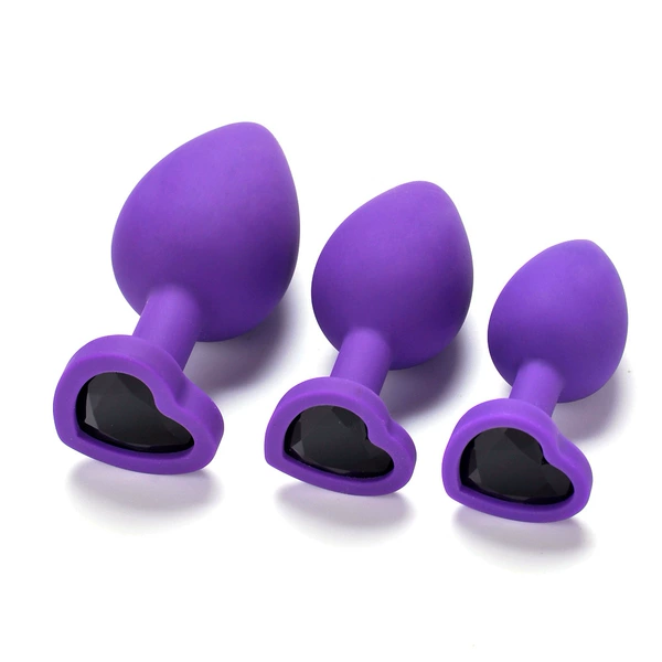 Purple heart -shaped silicone large medium and small+black (puffy bag packaging)