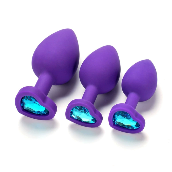 Purple heart -shaped silicone large medium and small+light blue (puffy bag packaging)