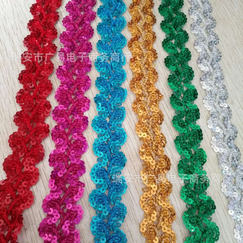 2.5cm民族风丝带服装装饰花边金银丝彩亮片花边古装娃衣DIY辅料