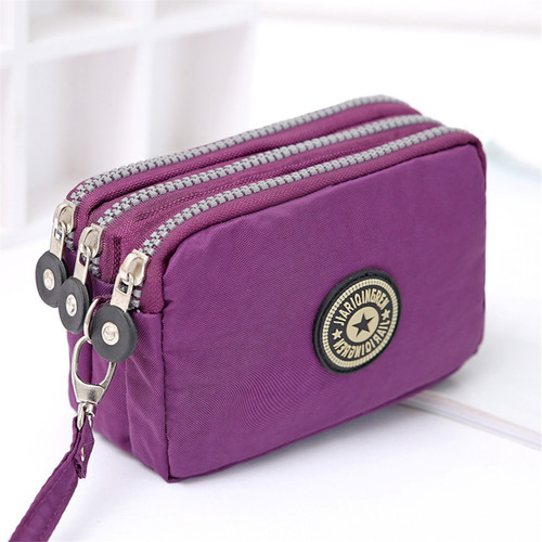 2020 Korean version short three-zipper women's mobile phone bag coin purse key bag middle-aged bag fashionable women's bag