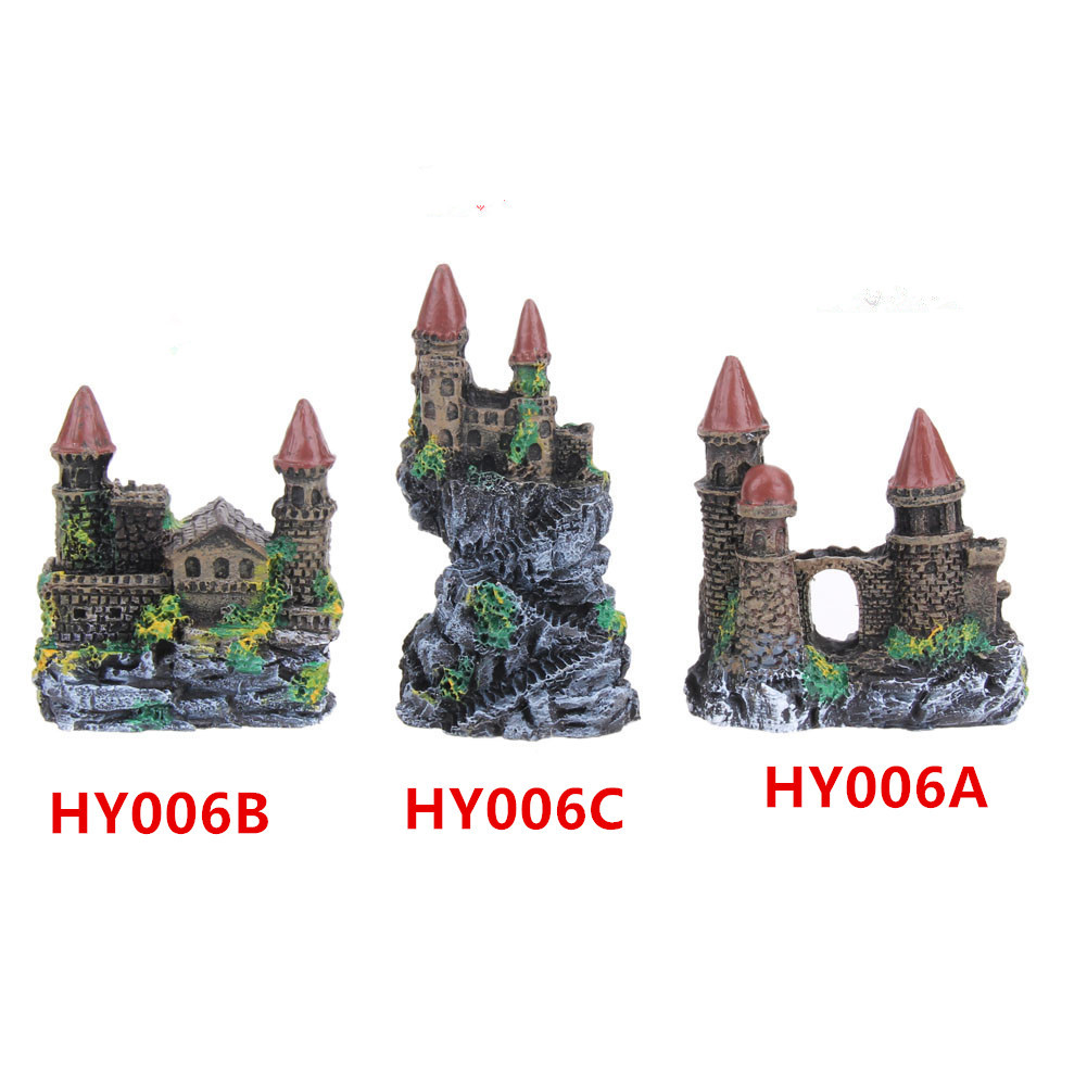 Estilo romano esfinge acuario paisajismo suministros crawler simulación resina Castillo Pirámide pequeño Castillo