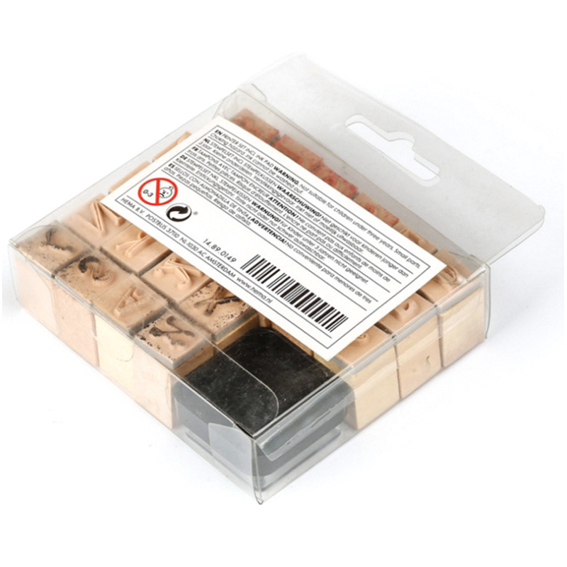 Sello de madera de los niños creativos de fábrica con inkpad carta personalizada traje de sello de madera al por mayor
