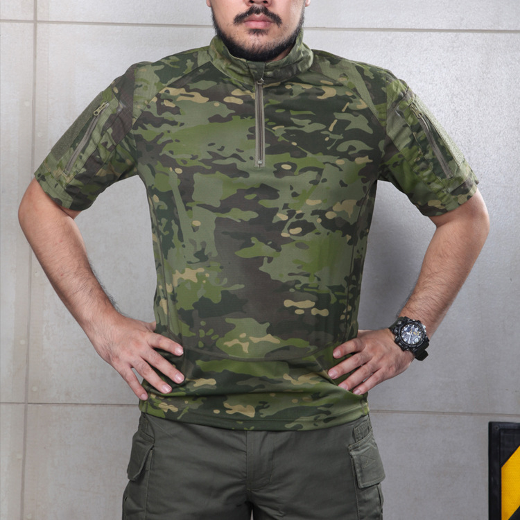 WARCHIEF/Chief Scorpion Full Camouflage Short-Sleeve Tactical Shirt, Outdoor Hiking Military Style Short-Sleeve T-Shirt, Breathable and Quick-Drying T-Shirt