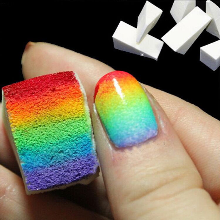 Nail Art Gradient Sponge Triangular Cotton 8 Pack Nail Art Rainbow Gradient Sponge Block DIY Nail Gradient Color Wholesale