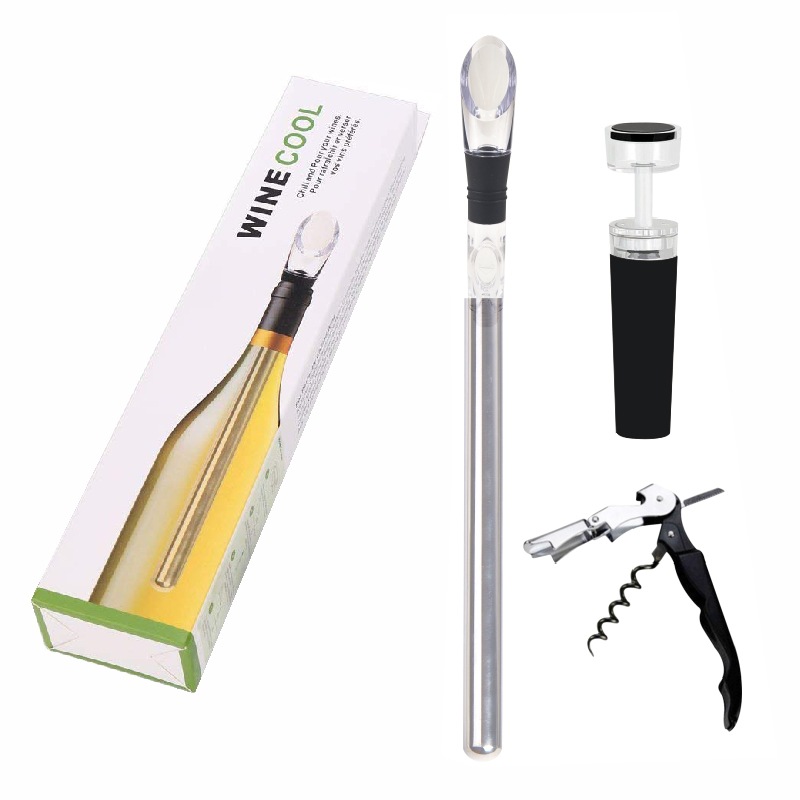Paleta de vino tinto Palo de vino tinto Cuchillo de caballo de refrigeración de vino tinto Tapón de vino tinto Vertedor de vino de acero inoxidable Juego de tres piezas de paleta