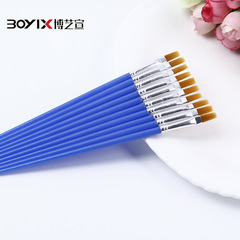 Cross-border blue plastic rod flat head nylon brush single paintbrush art supplies direct supply