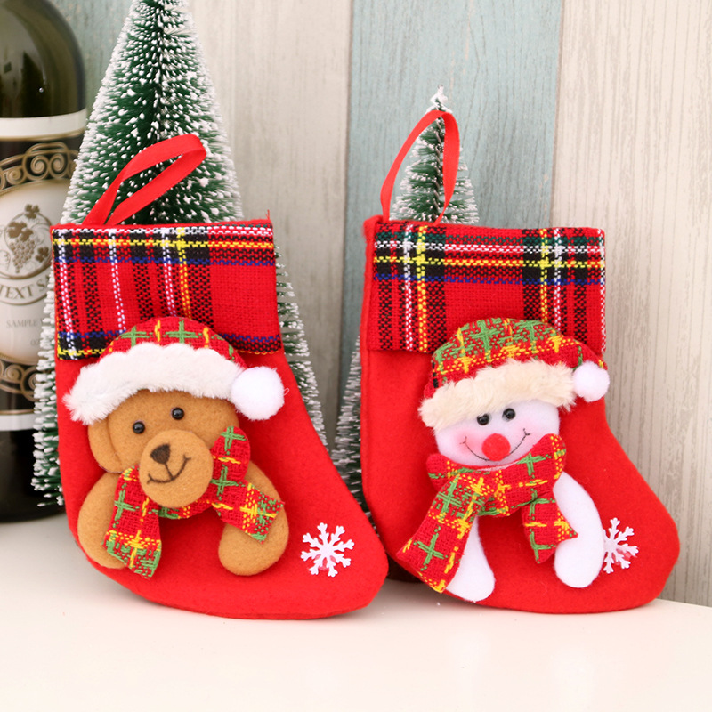 Nuevo rojo Navidad decoración suministros calcetines Navidad árbol colgante Navidad niños regalo bolsa