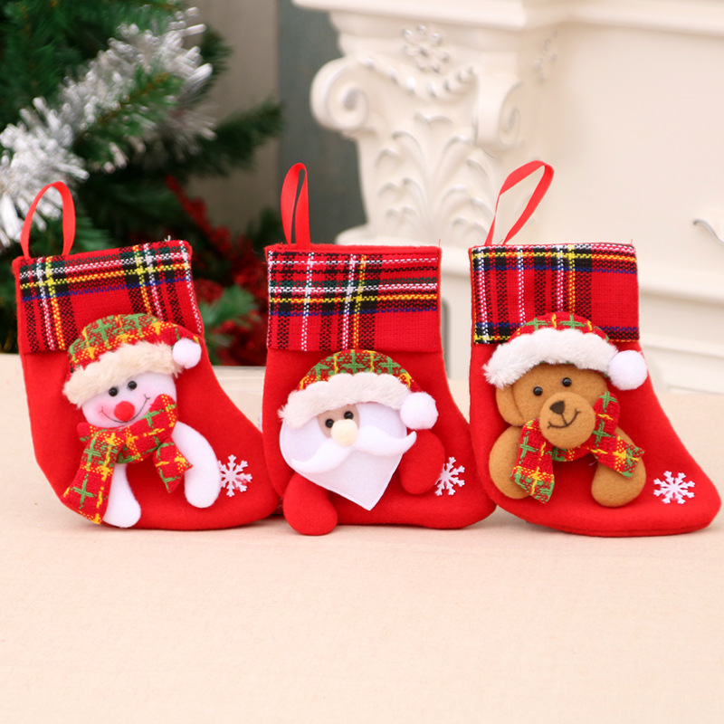 Nuevo rojo Navidad decoración suministros calcetines Navidad árbol colgante Navidad niños regalo bolsa