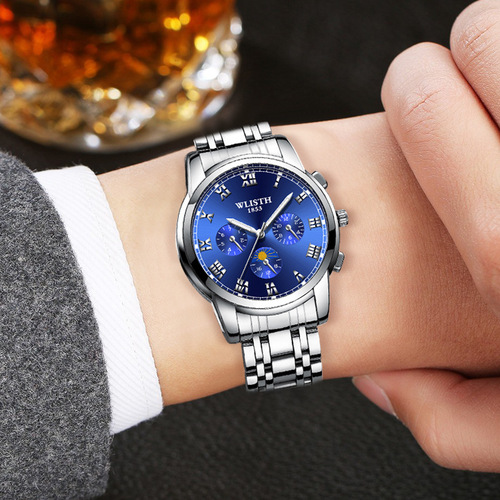 Wallis men's watch steel band business waterproof cross-border watch men's luminous watch quartz watch wholesale dropshipping