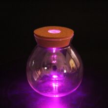 苔藓微景观 蓝色 七彩带灯玻璃瓶 彩灯木塞生态瓶 LED蜡烛