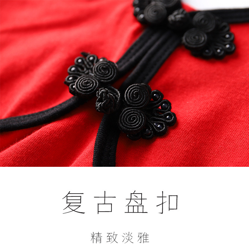 Ropa de baile para niños ropa de práctica de verano Ballet estilo chino hebilla rojo manga corta gimnasia danza moderna ropa de rendimiento