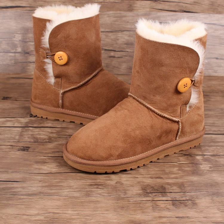 Овечья меховые снежные сапоги новый зимний противоскользящий теплая шерстяные короткие сапоги модные женские хлопчатобумажные сапоги