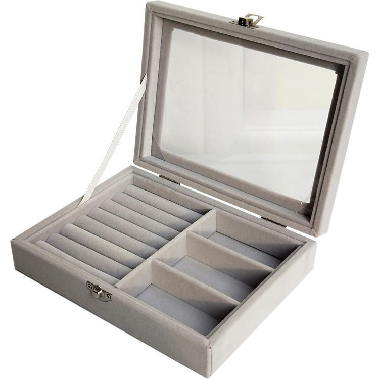 Tamaño pequeño a prueba de polvo caja de joyería anillo pendientes pulsera collar joyería franela organización caja de almacenamiento caja de joyería