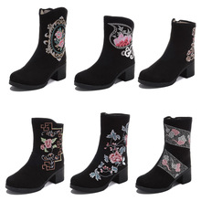 棉靴 短靴 绣花布靴 民族风女士绣花棉鞋 秋冬款女鞋