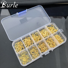 Boxed golden tube Iseni fishing hooks, 500 pieces, pressure handle with ring/barb, lure for sea fishing
