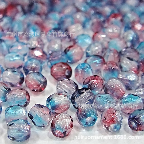Diy散珠彫刻ビーズ-4mm-チェコ火研ビーズ-パイナップルビーズ-グラデーション二色-シリーズ-1440個一包|undefined