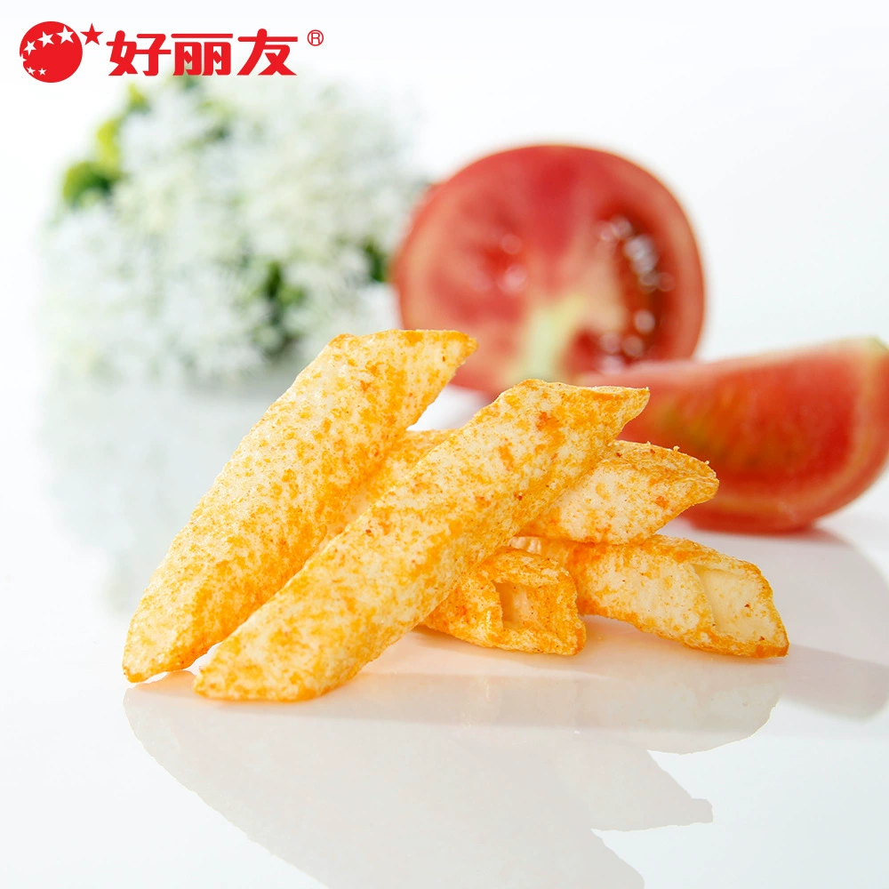 Haoliyouya potato 40g*32 bags whole box wholesale puffed snacks tomato-flavored fries hollow potato chips