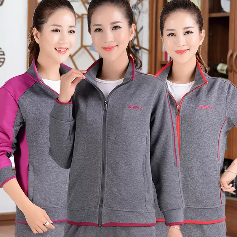 运动套装女两件套春秋新款时尚中老年卫衣套装女士大码休闲套装