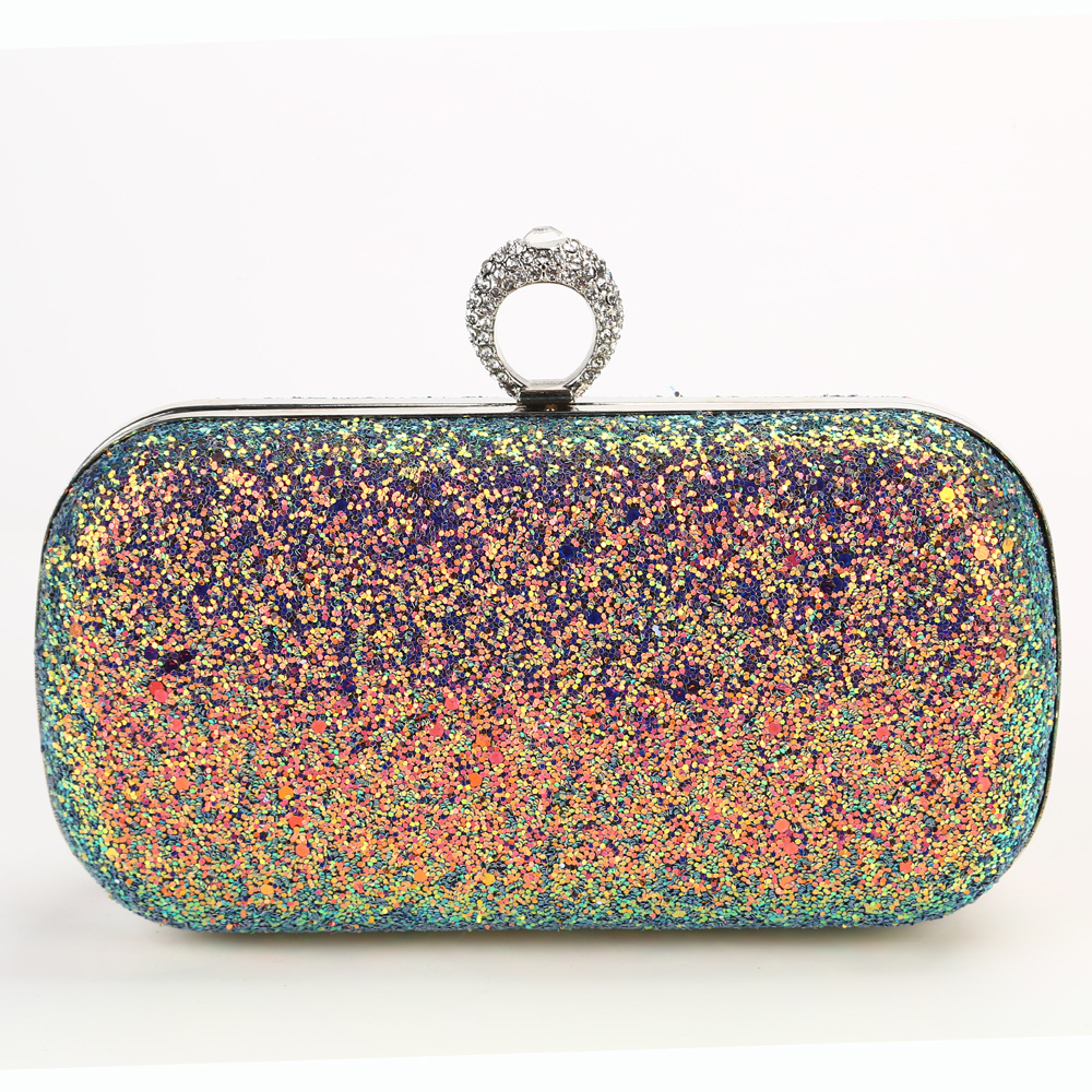 Bolso de noche transfronterizo europeo y americano brillo bolso de noche colorido moda inconformista fiesta cena bolsa de embrague