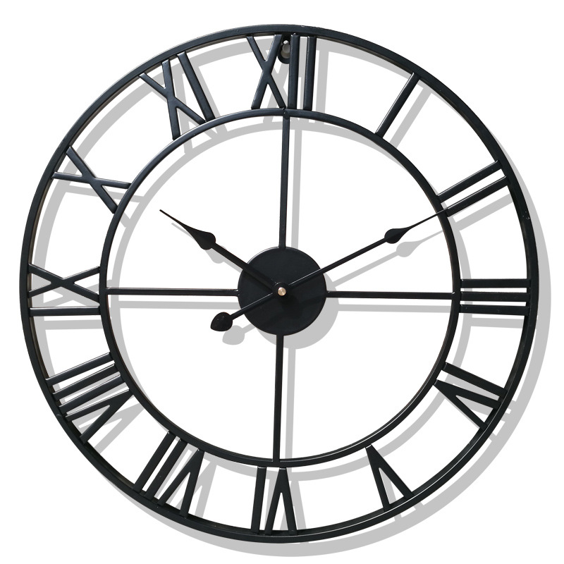 亚马逊货源挂钟跨境简约时钟复古钟表装饰壁钟跨境圆形铁艺挂钟表