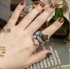 Crystal Painted Oil Ring, Gardenia Blossom Penta Pentagon Ring Hollow Two -piece 8 -character Ring Water Drop Rose