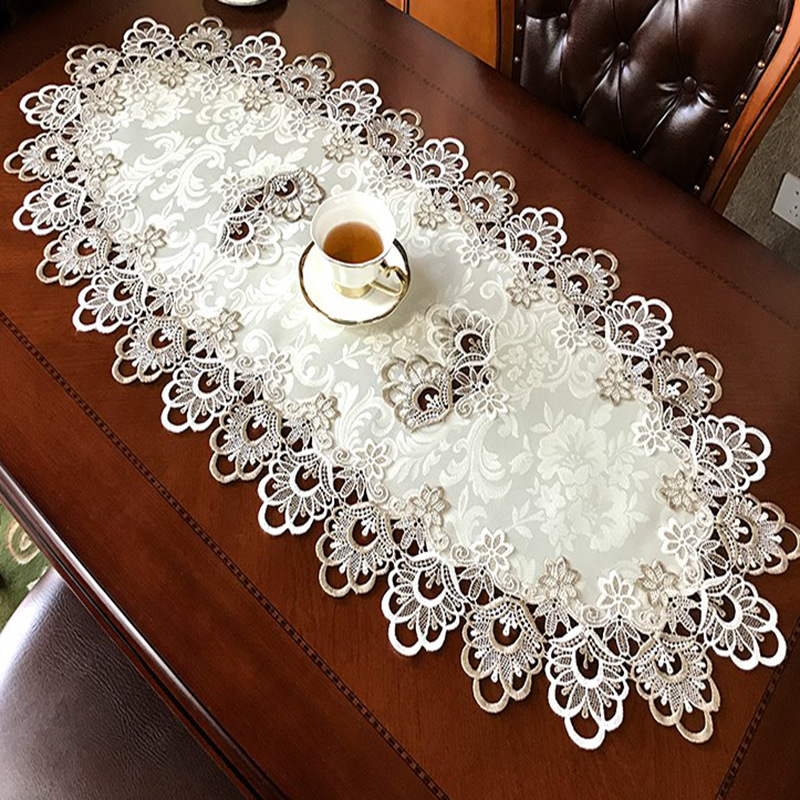 Simple fabric water-soluble lace dining table cloth rectangular coffee table cloth bedside table microwave oven cover towel wholesale