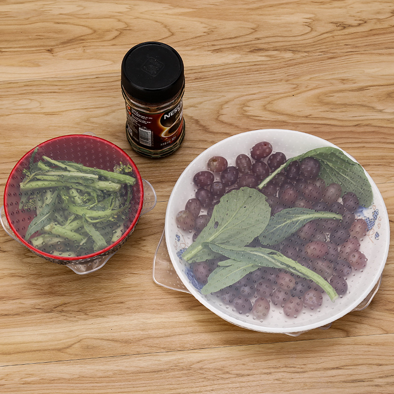 Cubierta de envoltura de plástico de silicona de grado alimenticio refrigerador de cocina cubierta fresca cubierta de sellado transparente cubierta de tazón reutilizable