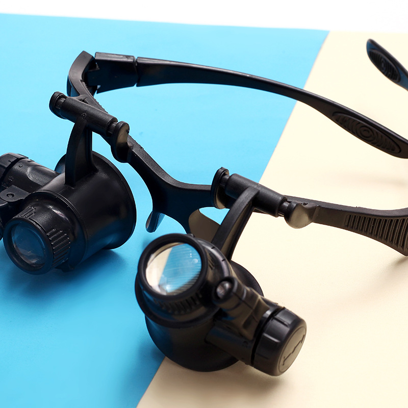 メーカー直販ヘッドかけ式メガネライト付きルーペジュエリー時計修理ルーペ15倍20倍25倍