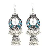 Retro ethnic earrings, classic small bell, boho style, India