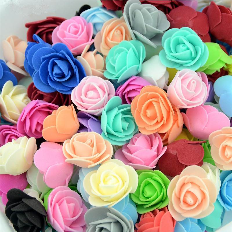Factory direct pe simulation 3.5cm foam flower DIY bear accessories rose flower head wedding fake wreath wholesale
