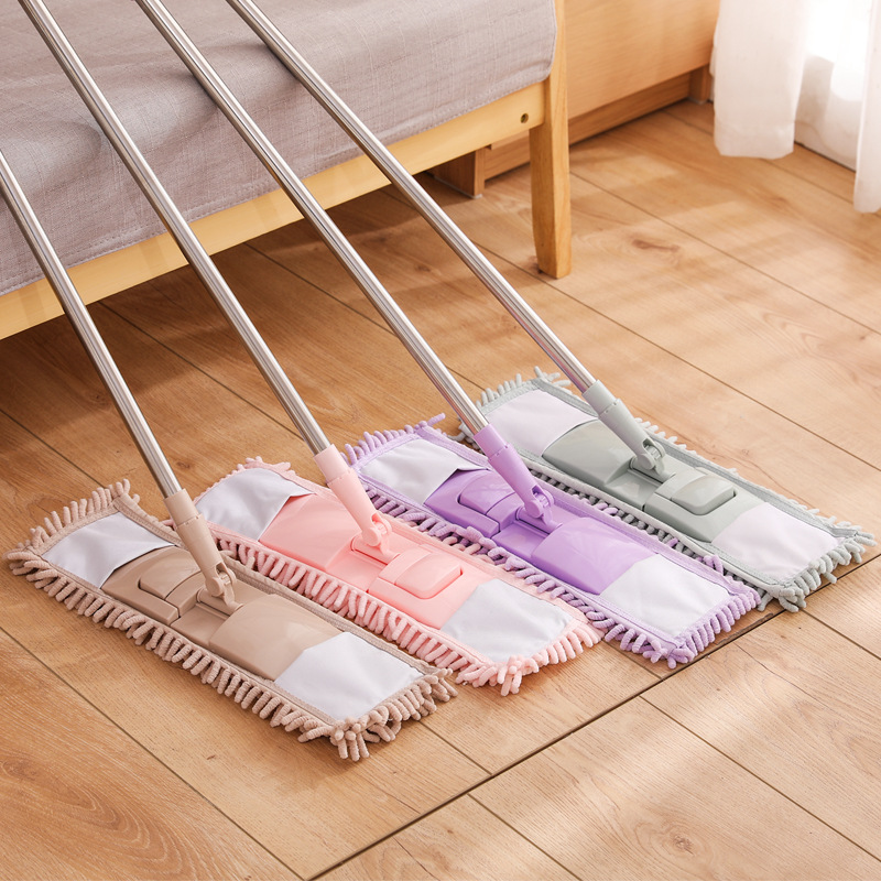 Huiwanju stainless steel chenille mop flat mop 360-degree rotating mop home car wash dry wet dual use