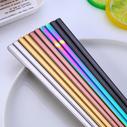 304 stainless steel chopsticks gold-plated color hollow non-slip chopsticks high-end hotel tableware 23cm