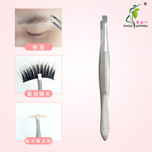 现货批发修眉镊子 不锈钢平斜口修眉镊子 防滑耐用眉夹电镀眉夹