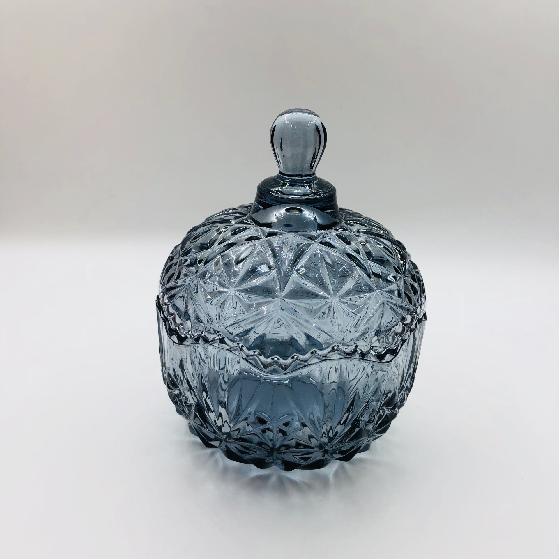 批发烟灰色钻石玻璃糖缸糖果罐储物罐首饰罐零食干果罐家居摆设