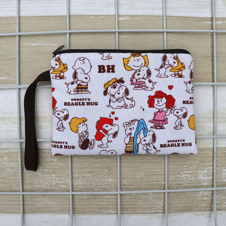 Lona gruesa de dibujos animados Snoopy lindo mano Correa muñeca cremallera teléfono móvil cambio clave bolsa cosméticos lápiz caso