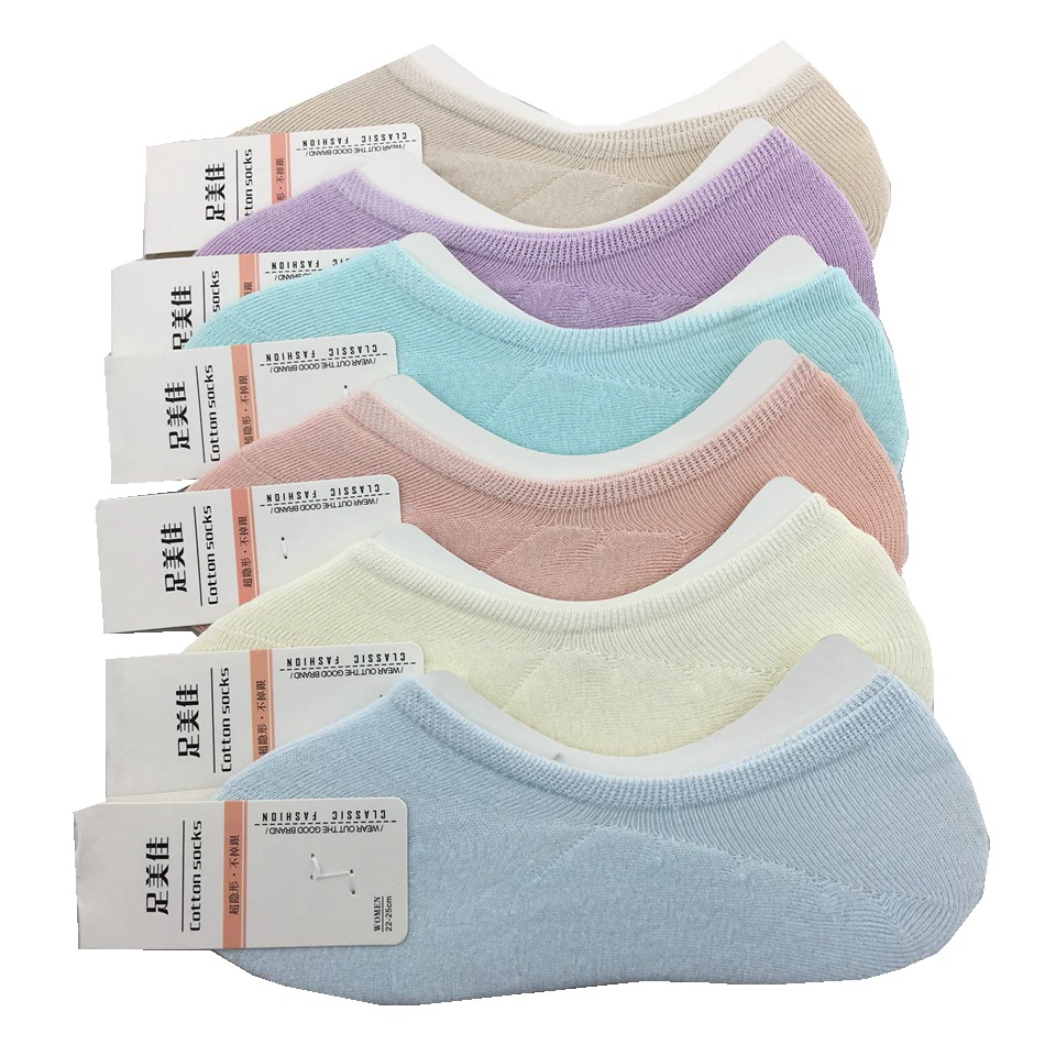 Женские невидимые носки весна-лето, женские носки не спадают с мелким носком силиконовые противоскользящие тонкие хлопковые чулки, оптом