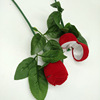 Factory direct selling velvet roses with branches and leaf ring box wholesale proposal ring box