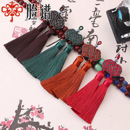 Double money knot double tassel jewelry polyester decorative ice silk fan pendant accessories bookmark hanging tassel Chinese knot tassels