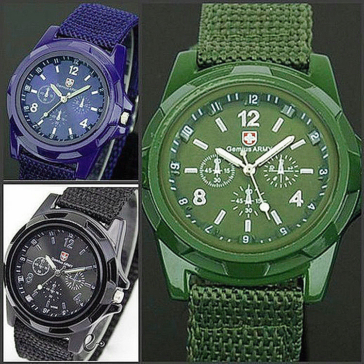 Fashion Swiss Woven Ribbon Military Watch Gemius Swiss Sea, Land and Air Army Military Watch Sports Watch Wholesale