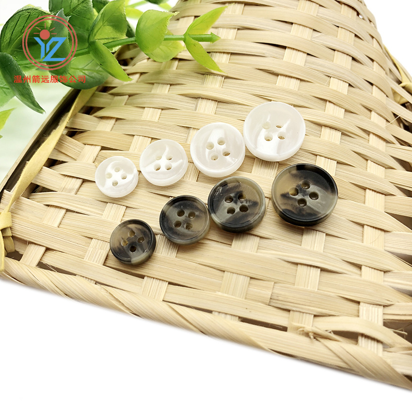 现货彩色圆形细边树脂纽扣 四孔棒花衬衫钮扣 diy辅料T恤毛衣