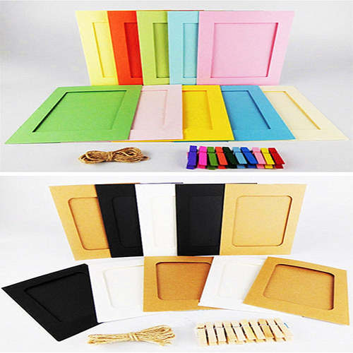 4-inch 5-inch 6-inch 7-inch postcard paper photo frames, colorful and plain, fresh and creative, jute rope clips for hanging photo walls
