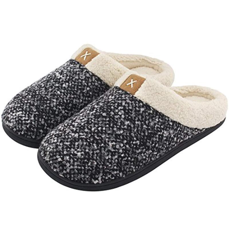 1 goods cross-border e-commerce Amazon men's comfortable memory foam slippers wool imitation plush velvet lined shoes in stock